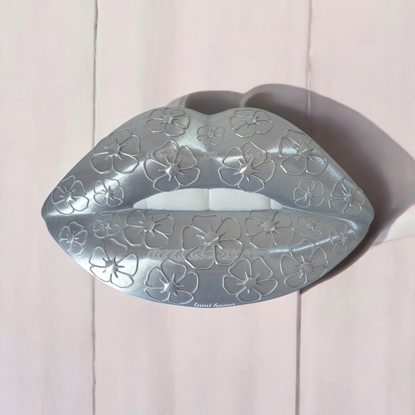 Silver lip wall decor