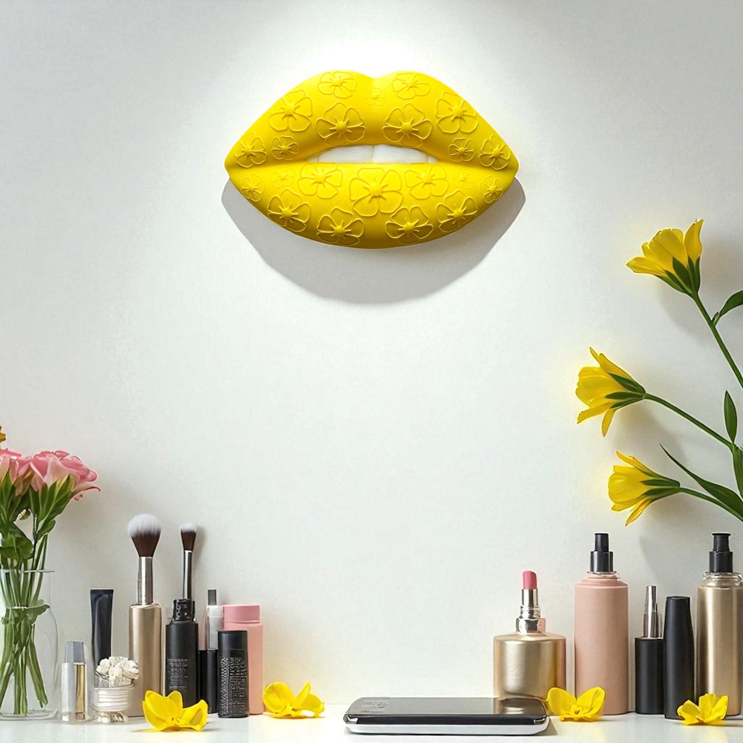Yellow lip wall decor