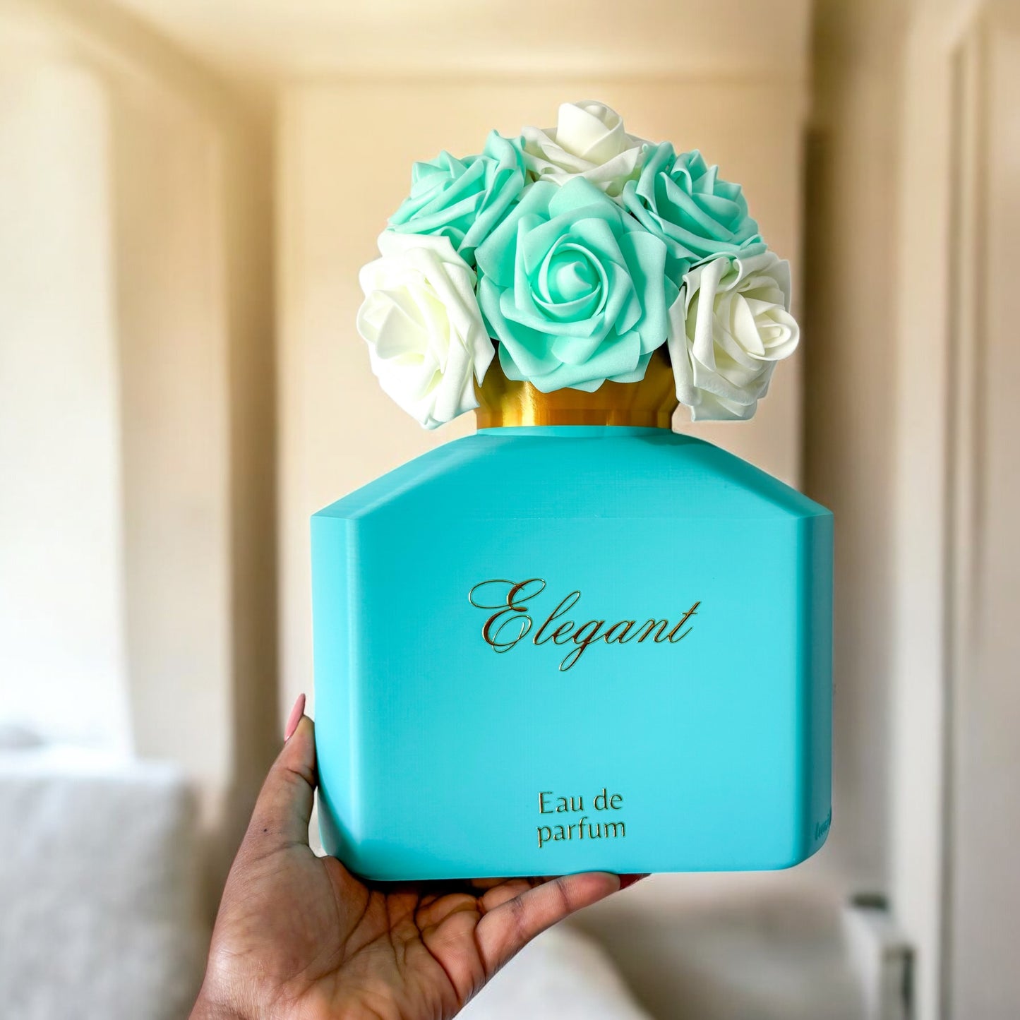 Teal Floral Perfume bottle
