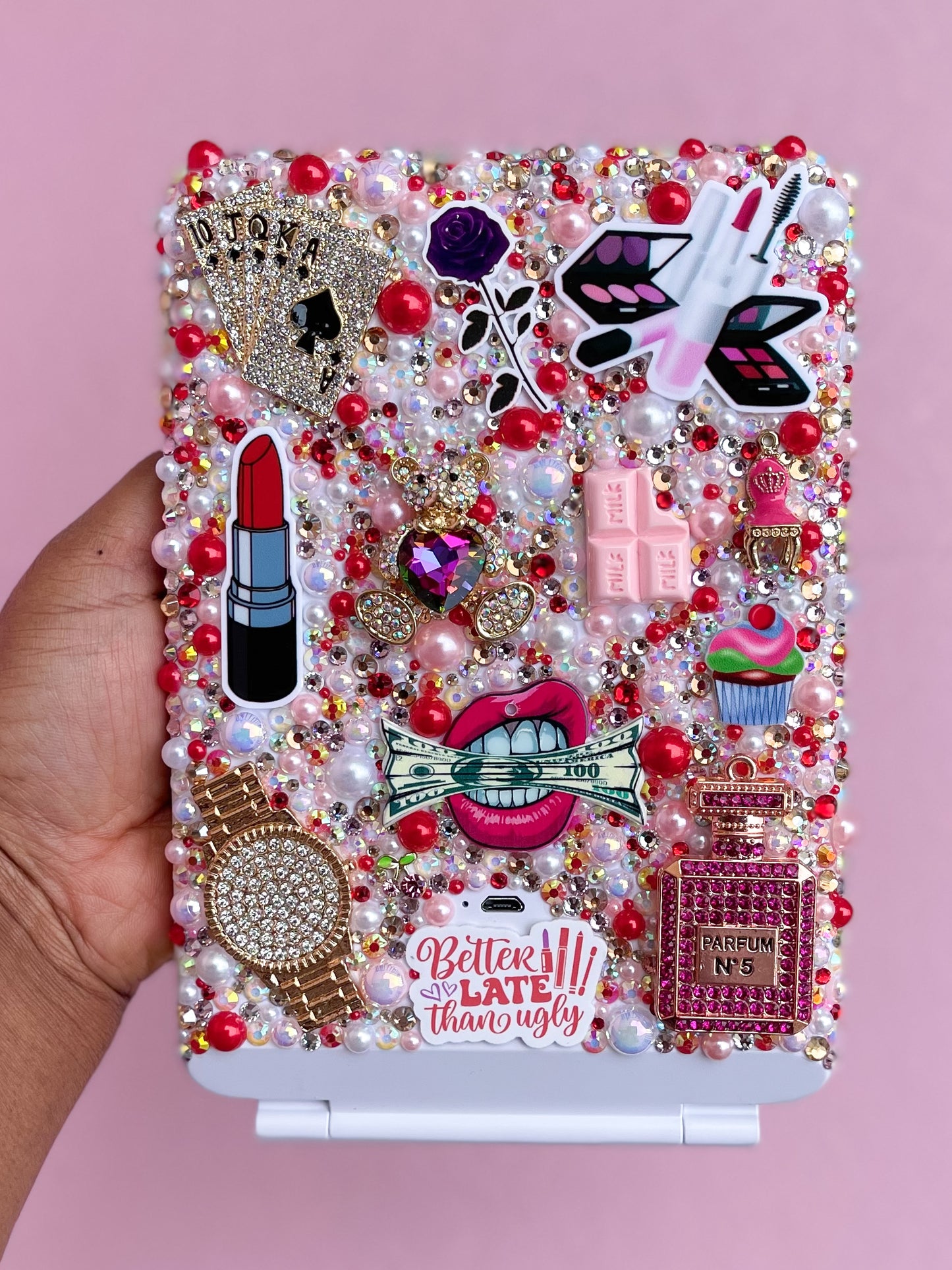 Red Hand-Designed Vanity Mirror | LuxPoshDesigns by Lumi Haven