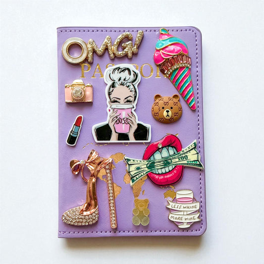 Purple Charmy Bedazzled Hand-Designed passport cover| LuxPoshDesigns by Lumi Haven