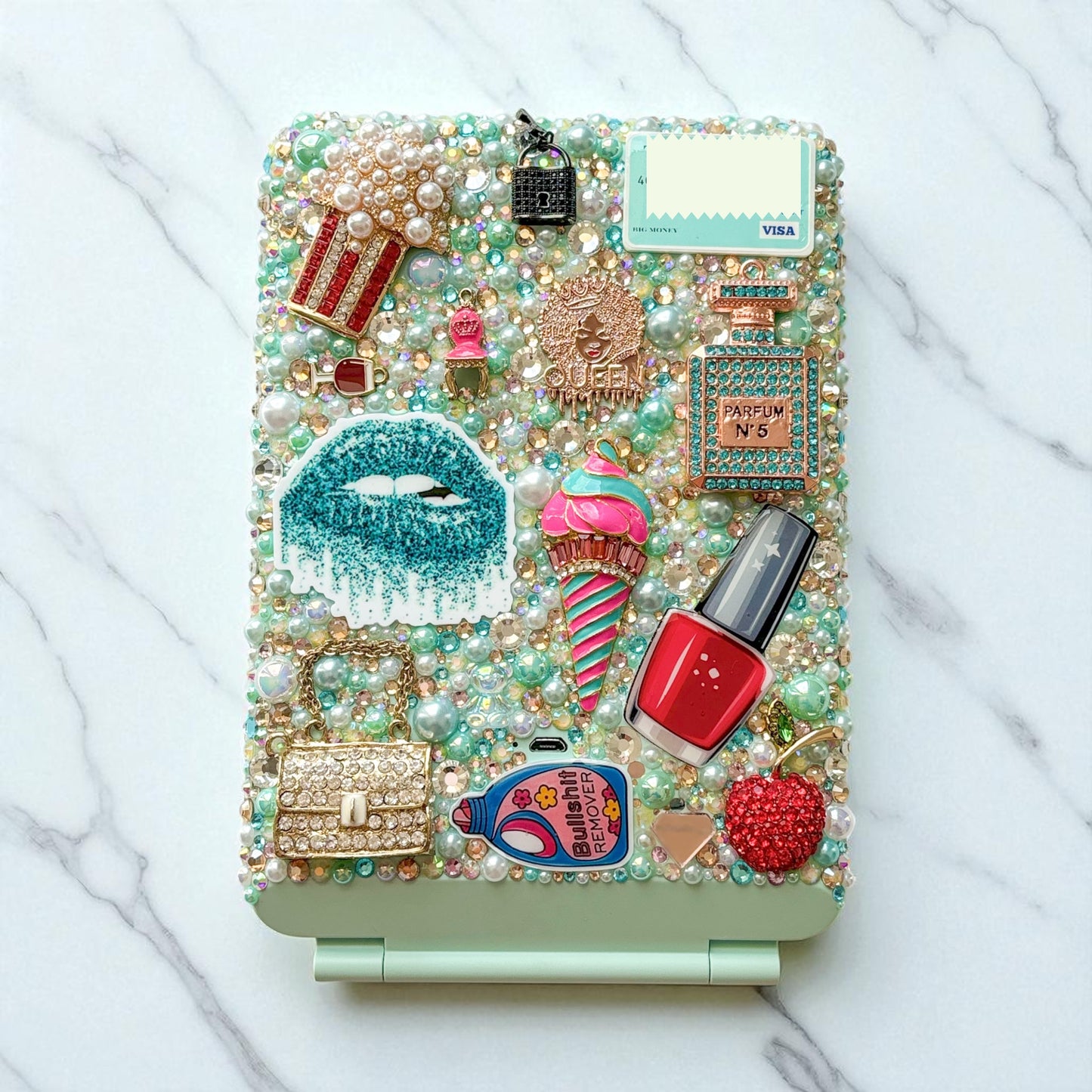 Teal Hand-Designed Vanity Mirror | LuxPoshDesigns by Lumi Haven