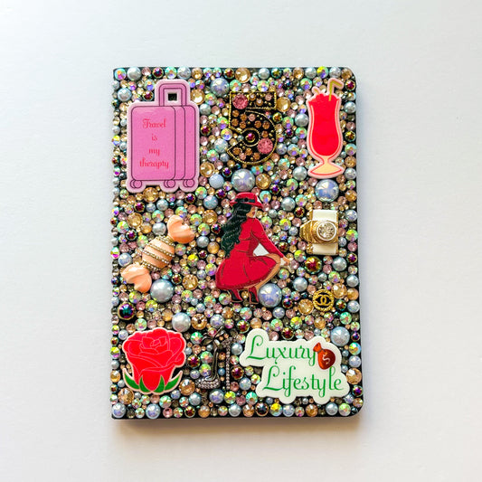 Black Bedazzled Hand-Designed passport cover| LuxPoshDesigns by Lumi Haven