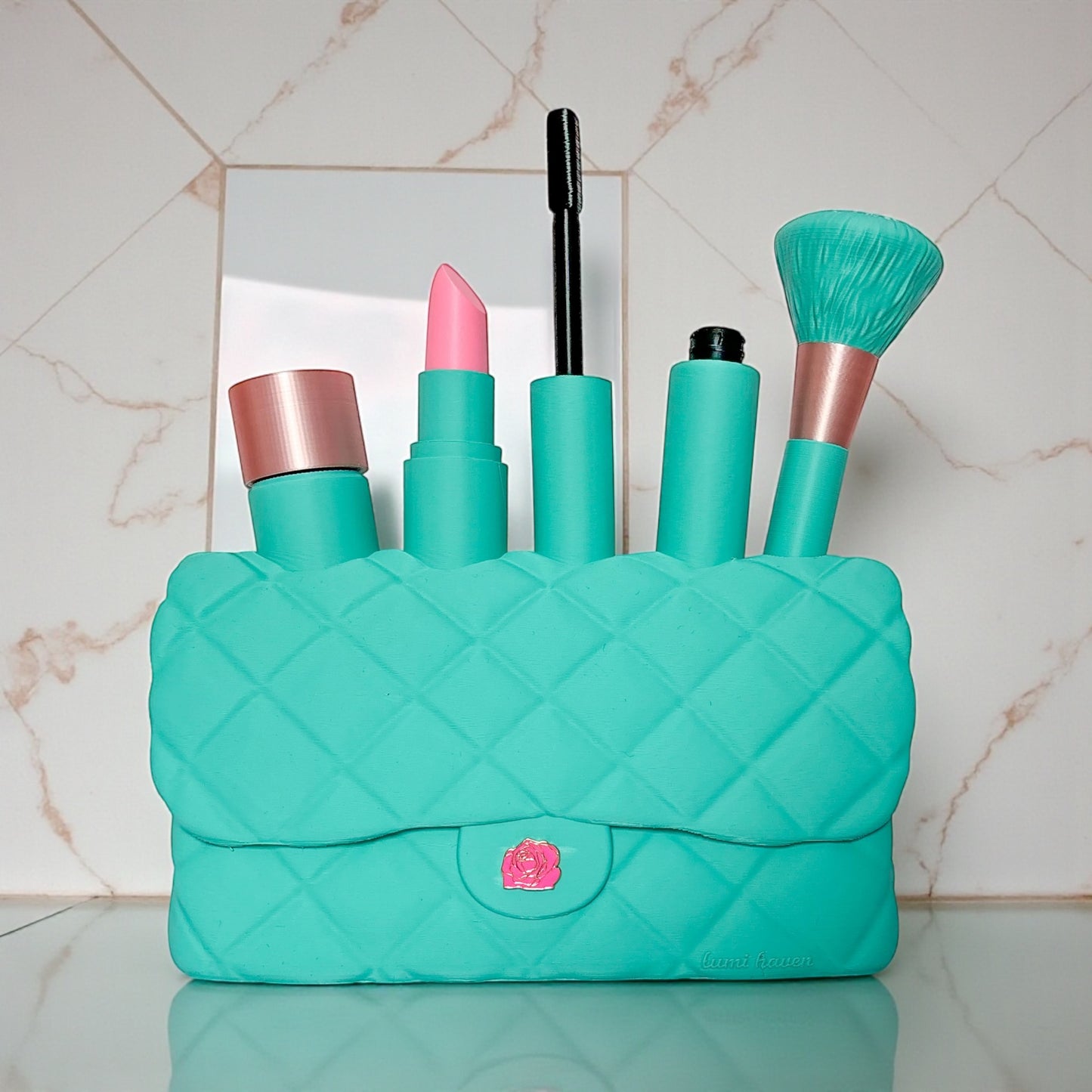 Teal Full Makeup Purse Decor